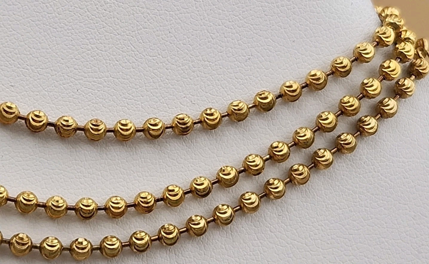 Italian Moon Cut/Gold Plated/Sterling Silver/30" Ball Bead Chain Necklace