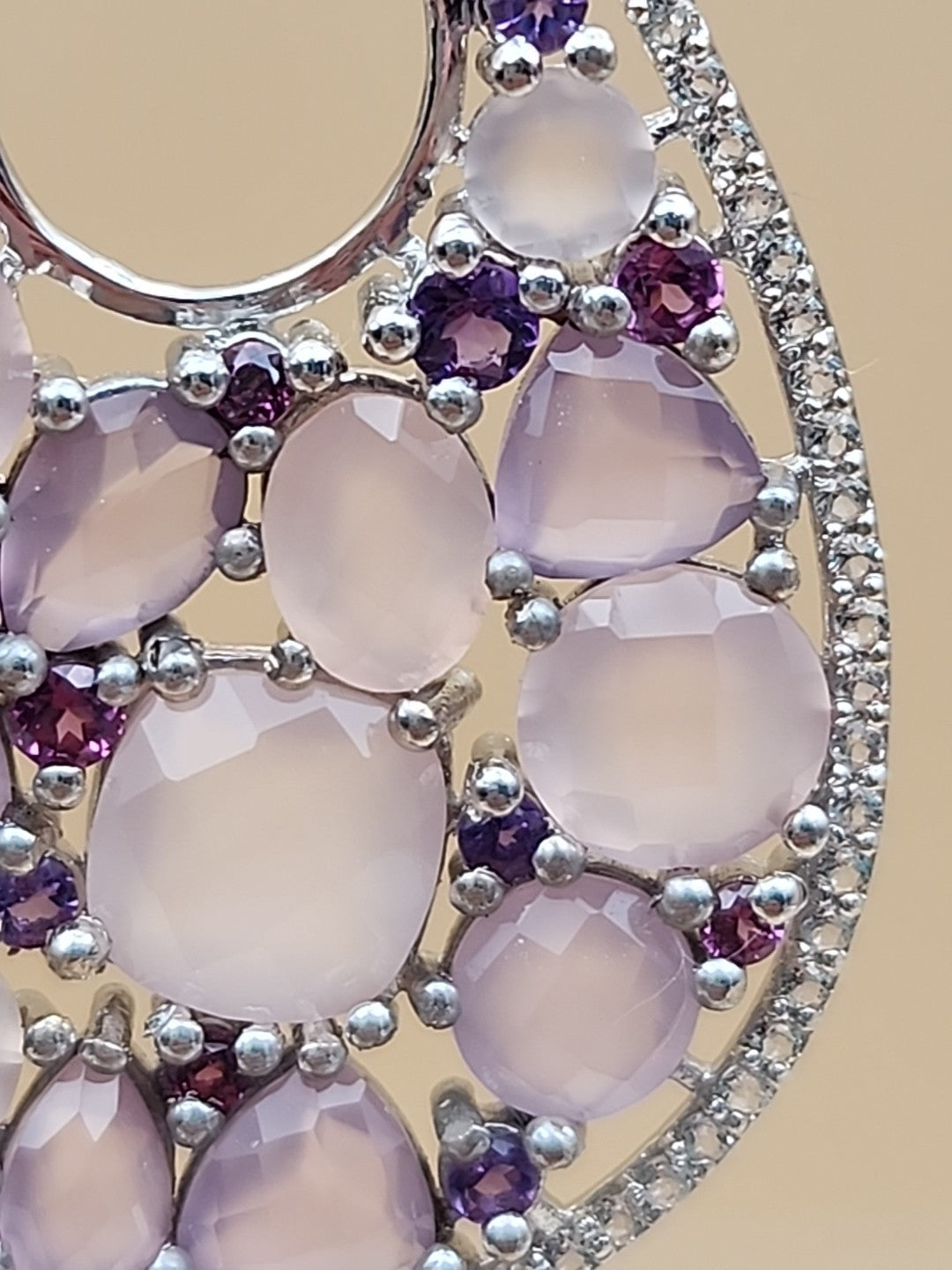 Amethyst/Rose Quartz/White Quartz/Sterling Silver Teardrop Drop/Dangle Earrings