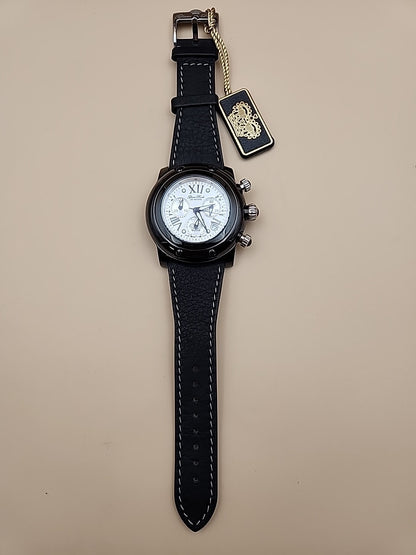 GLAM ROCK Black Leather Miami Chrono 10 ATM Model# 10164 NEW BATTERY