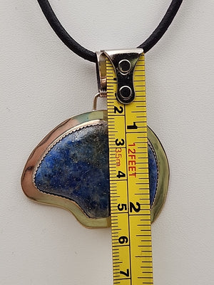 BENJAMIN PIASO NAVAJO Lapis Lazuli Bear/Sterling Silver Navajo Bear Pendant