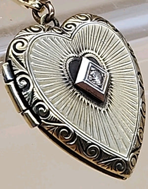 L.S. AND COMPANY Diamond/Sterling Silver/ Antique WWII Sweetheart Locket