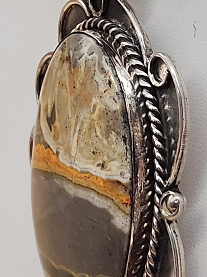 GARY NEZ NAVAJO Bumblebee Jasper/Sterling Silver Pendant