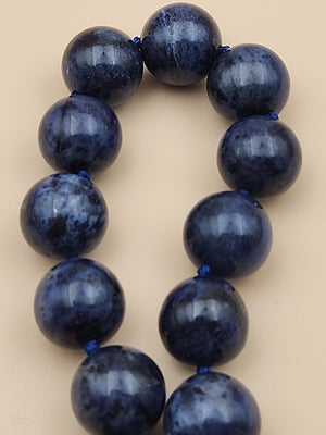 Blue Dumortierite Polished 14mm Bead/Sterling Silver Clasp 17" Necklace