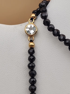 HSN Faceted Black Onyx/Topaz/14k Over Sterling Silver 36" Necklace