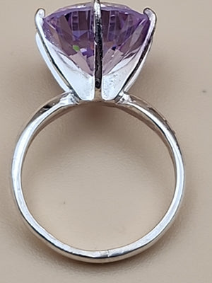 Lavender Cubic Zirconia/Portuguese Cut Solitaire/Sterling Silver  Ring Size 4.75