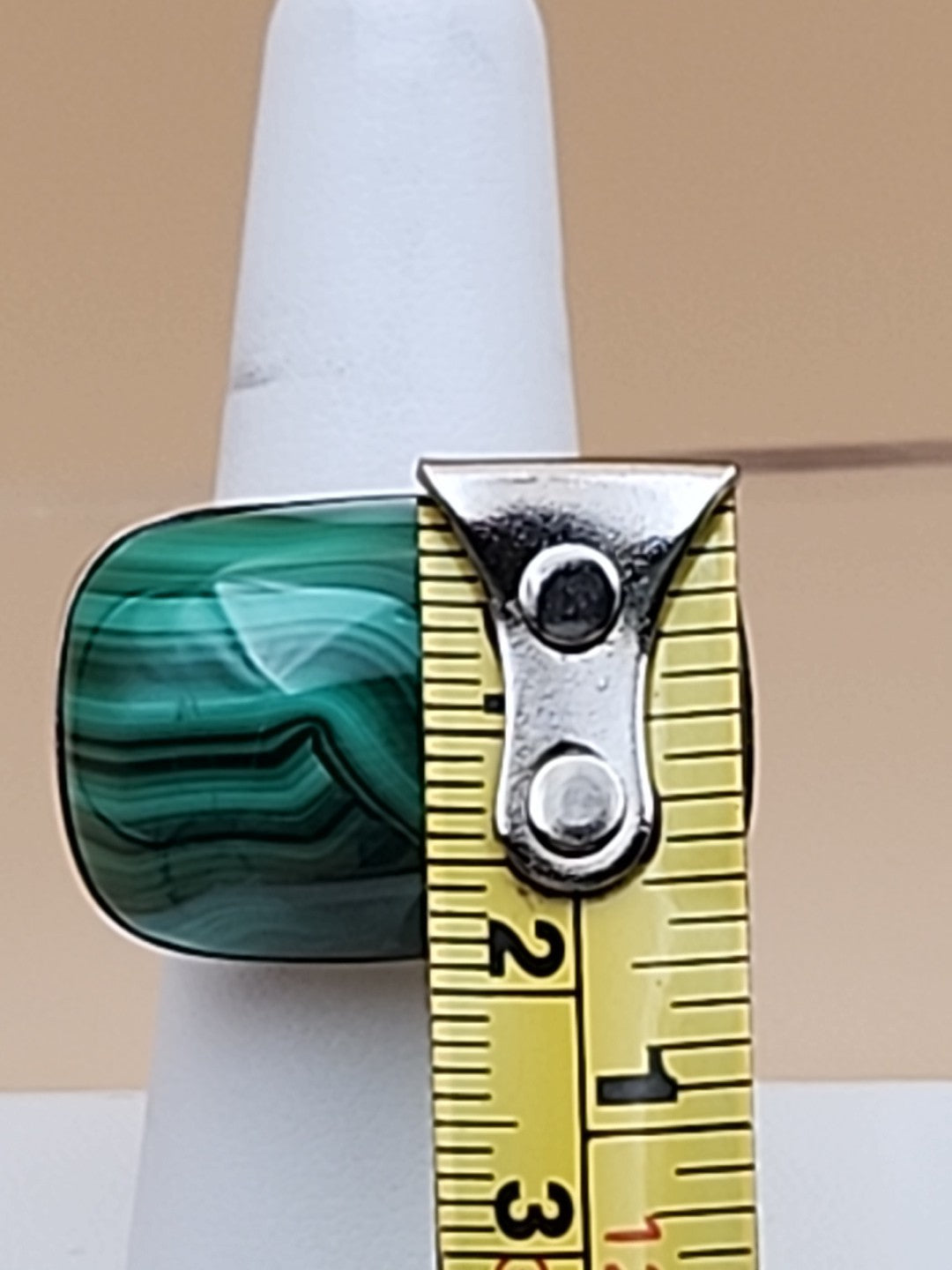 DESERT ROSE TRADING Chunky Square Congo Malachite/Sterling Silver Ring Size 7