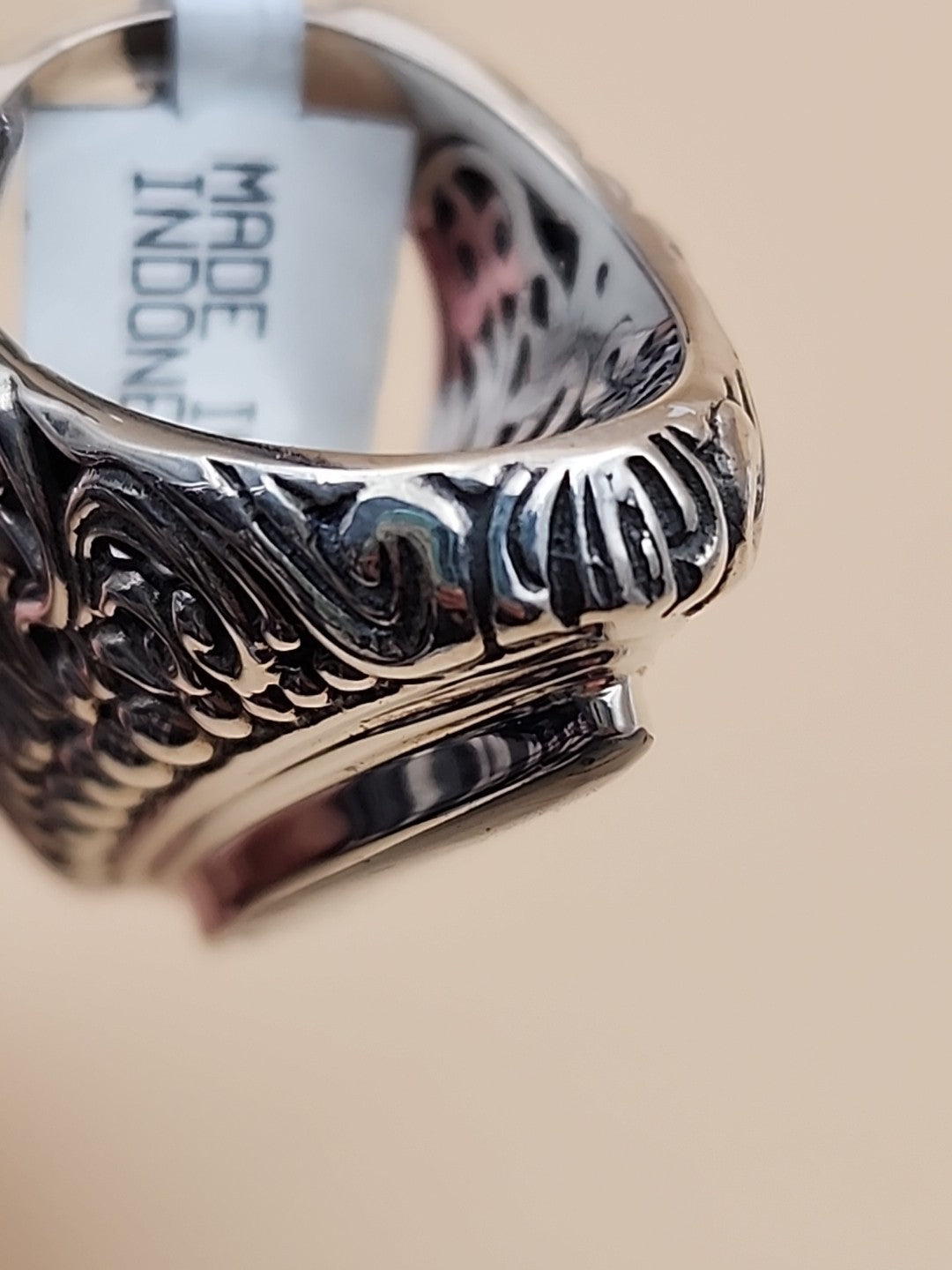 SAMUEL B. Abalone Shell  Sterling Silver Filigree Ring Size 8.25
