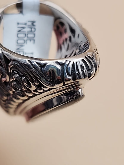 SAMUEL B. Abalone Shell  Sterling Silver Filigree Ring Size 8.25
