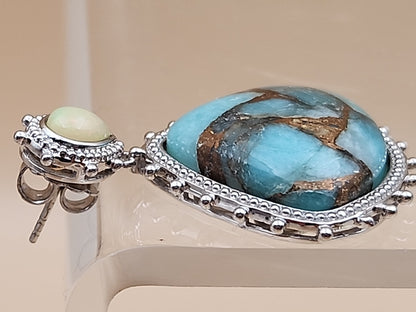 DALLAS PRINCE Amazonite/Opal/Sterling Silver Dangle Earrings