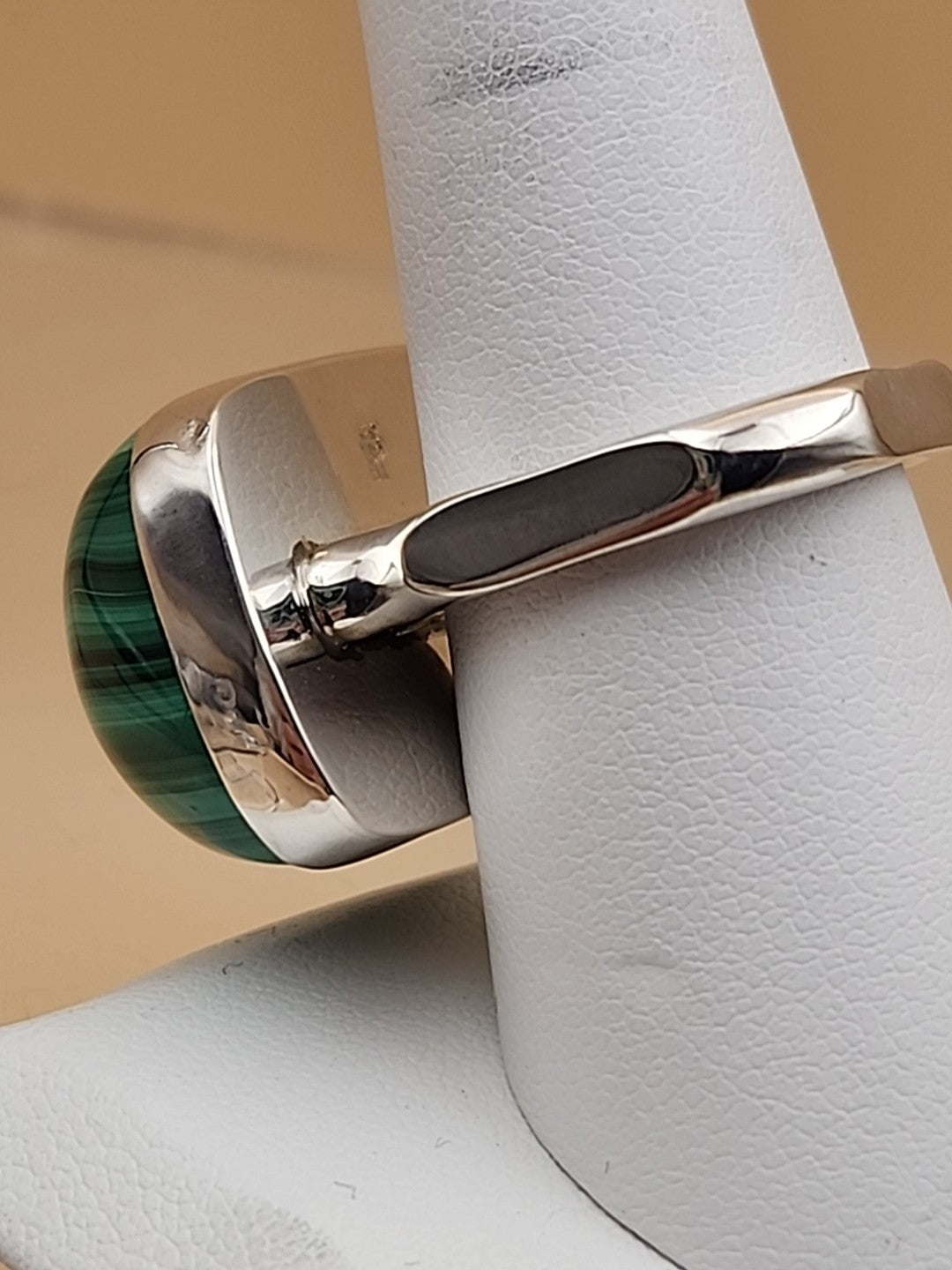 DESERT ROSE TRADING Chunky Square Congo Malachite/Sterling Silver Ring Size 7