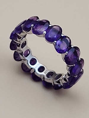 Amethyst/Sterling Silver Eternity Ring Size 6