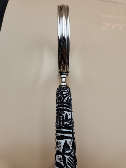 Silver Tone/Resin Handle With Ethnic Carvings Magnifying Glass