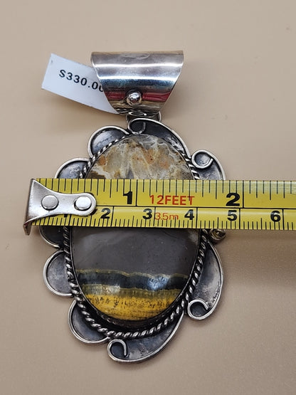 GARY NEZ NAVAJO Bumblebee Jasper/Sterling Silver Pendant