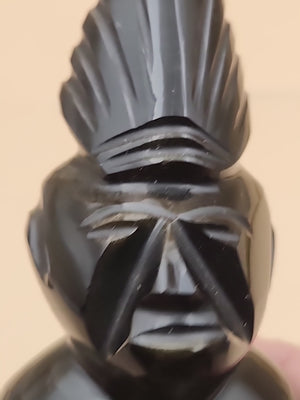 Gold Sheen Obsidian Hand Carved Mayan Aztec Statue