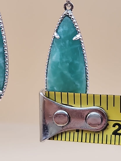 EFFY Faceted Amazonite Pear Shape/Sterling Silver Dangle/Drop Earrings