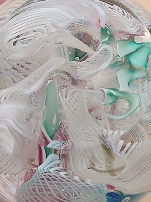 MURANO Italy Fratelli Toso Latticino Millefiori Scramble Pastel Egg Paperweight