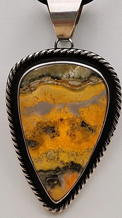 CHIMNEY BUTTE NAVAJO Bumblebee Jasper/Sterling Silver Pendant
