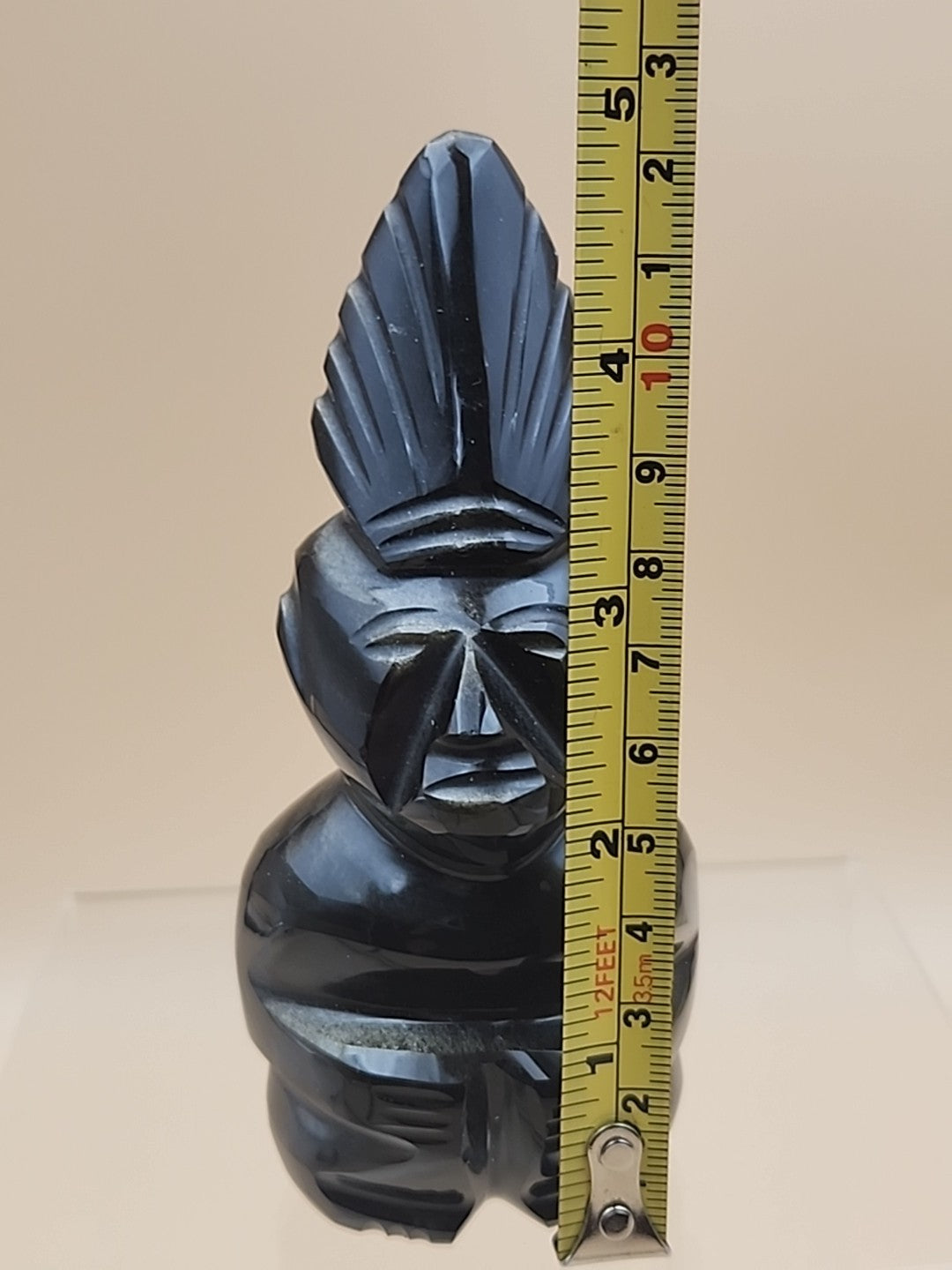 Gold Sheen Obsidian Hand Carved Mayan Aztec Statue