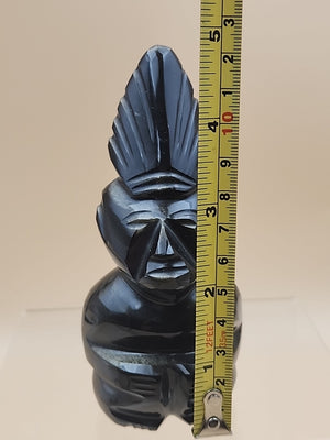 Gold Sheen Obsidian Hand Carved Mayan Aztec Statue
