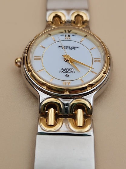 CROTON Vintage Quartz Gold/Silver Tone Women's Wristwatch New Battery
