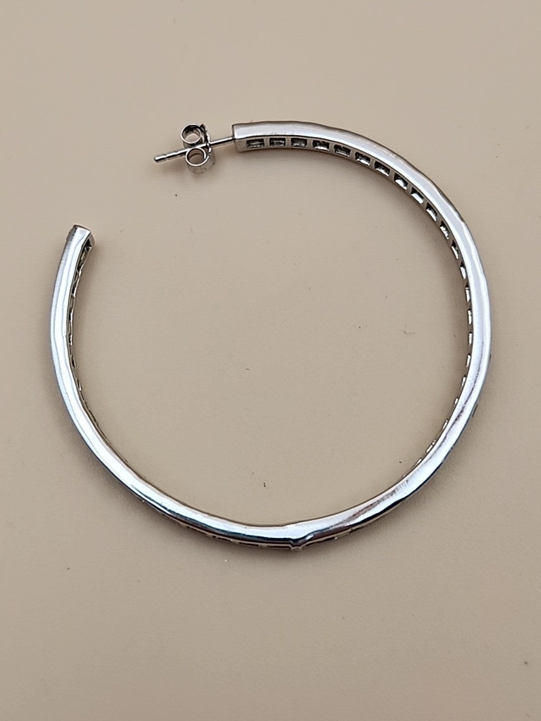 JTV Green Peridot/Sterling Silver/ 2" Channel Set/ Inside Out Hoop Earrings