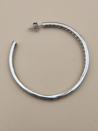 JTV Green Peridot/Sterling Silver/ 2" Channel Set/ Inside Out Hoop Earrings