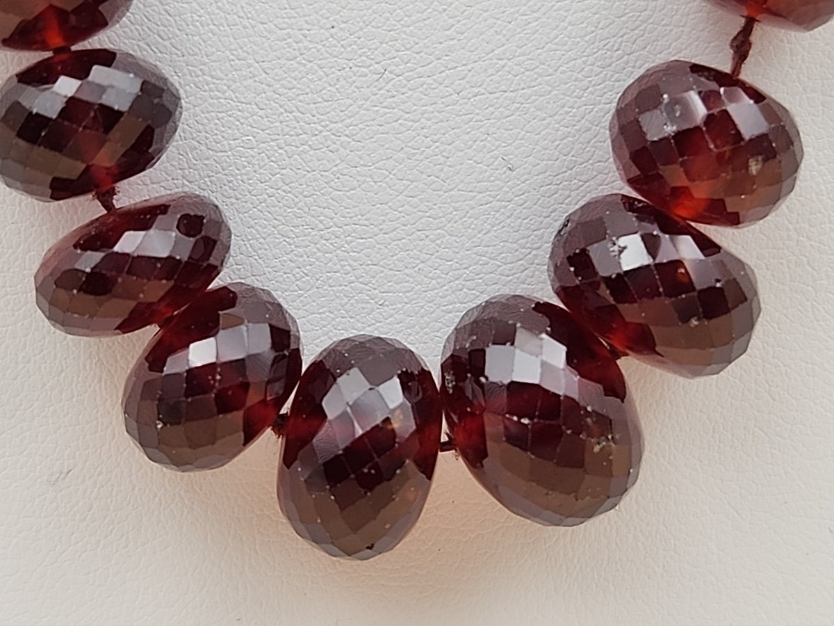 Faceted Rondele Hessonite Garnet Vermeil Graduated Vintage 26" Necklace