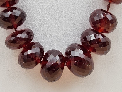 Faceted Rondele Hessonite Garnet Vermeil Graduated Vintage 26" Necklace
