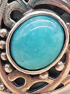 BERIA Turkish Turquoise/Mystic Topaz/Green Onyx/Sterling Silver Filagree Pendant