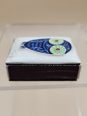 Ceramic Topped Vintage Matchbox Cover With Wood Matches From Monaco