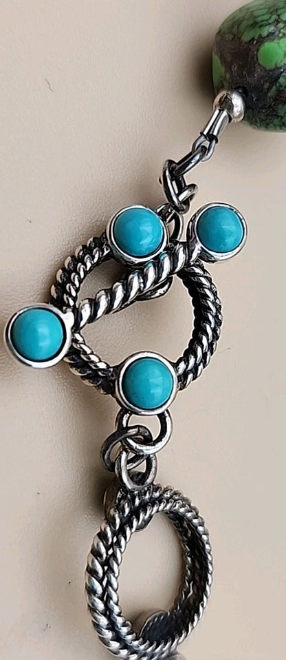 AMY KAHN RUSSELL Original  Green &  Blue Chunky Turquoise 24" Necklace 9.5 OZ TW