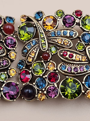 HEIDI DAUS Multi Color Faceted Swarovski Crystal/Dragonfly Panel Bracelet