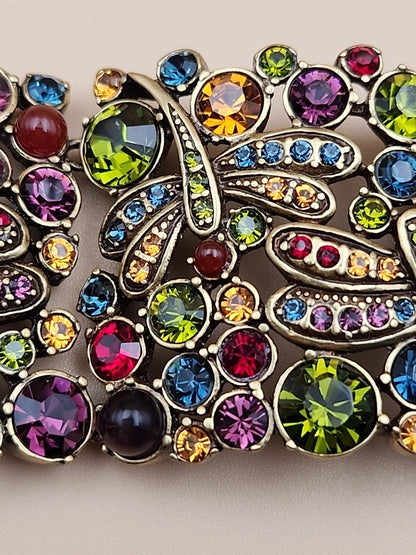 HEIDI DAUS Multi Color Faceted Swarovski Crystal/Dragonfly Panel Bracelet