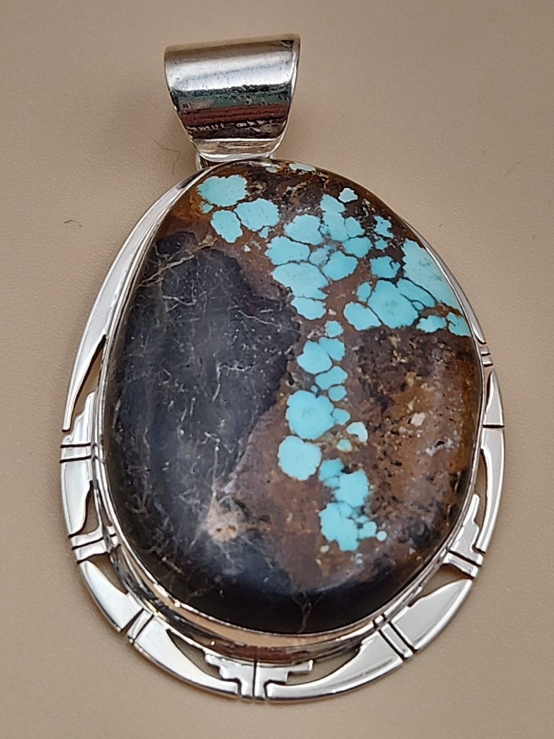 PHILLIP SANCHEZ Navajo Native American  Sterling Silver/ Turquoise Pendant