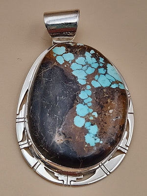 PHILLIP SANCHEZ Navajo Native American  Sterling Silver/ Turquoise Pendant