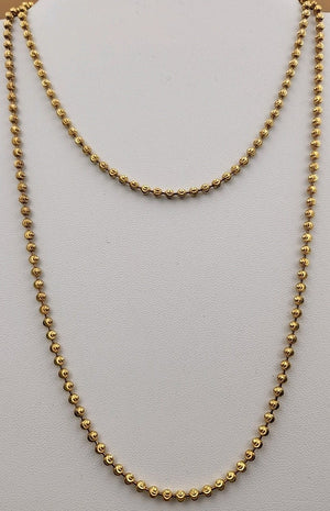 Italian Moon Cut/Gold Plated/Sterling Silver/30" Ball Bead Chain Necklace