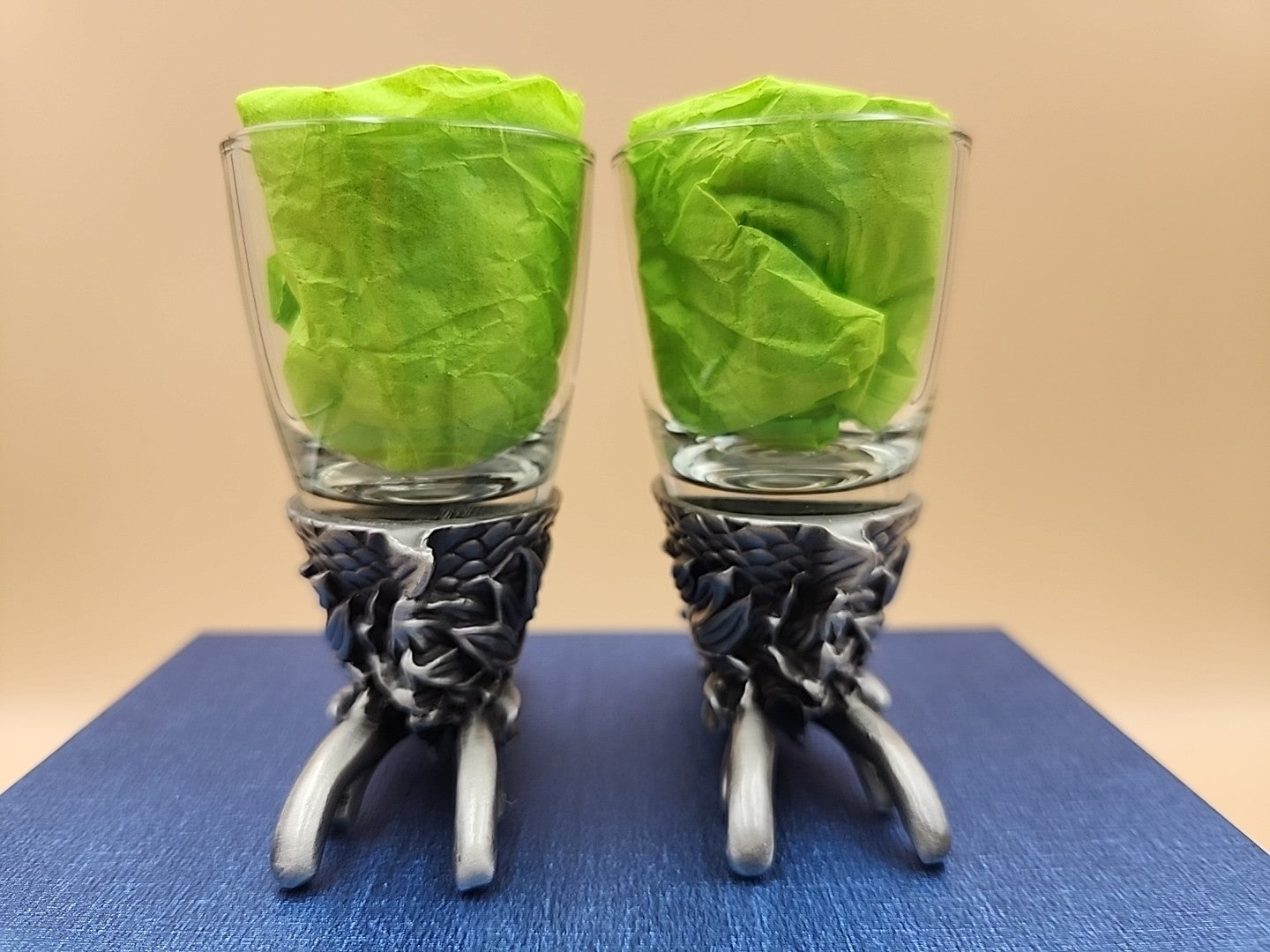5IVESIS Set Of 2 Pewter Dragons Head Shot Glasses