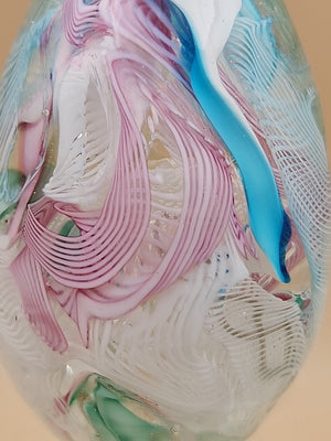 MURANO Italy Fratelli Toso Latticino Millefiori Scramble Pastel Egg Paperweight
