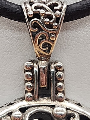 BERIA Turkish Turquoise/Mystic Topaz/Green Onyx/Sterling Silver Filagree Pendant