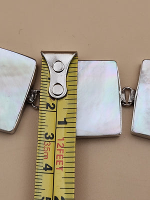 M.O.P./Sterling Silver Panel Bracelet/Inlaid M.O.P. Sterling Ring Size 8