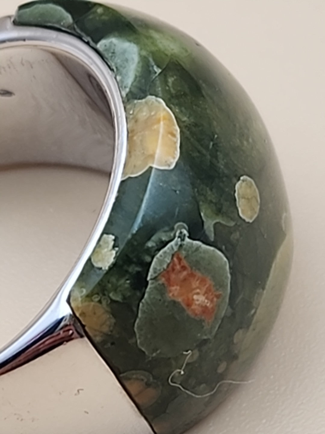 Rainforest Jasper/Sterling Silver Ring Size 8