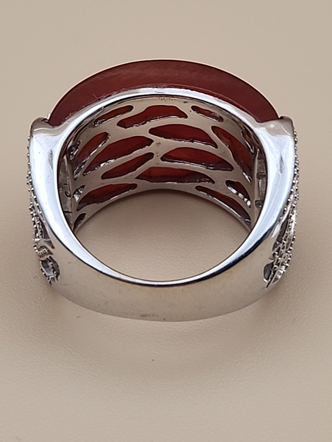Carnelion Agate-Aqeeq/Sterling Silver Ring Size 8