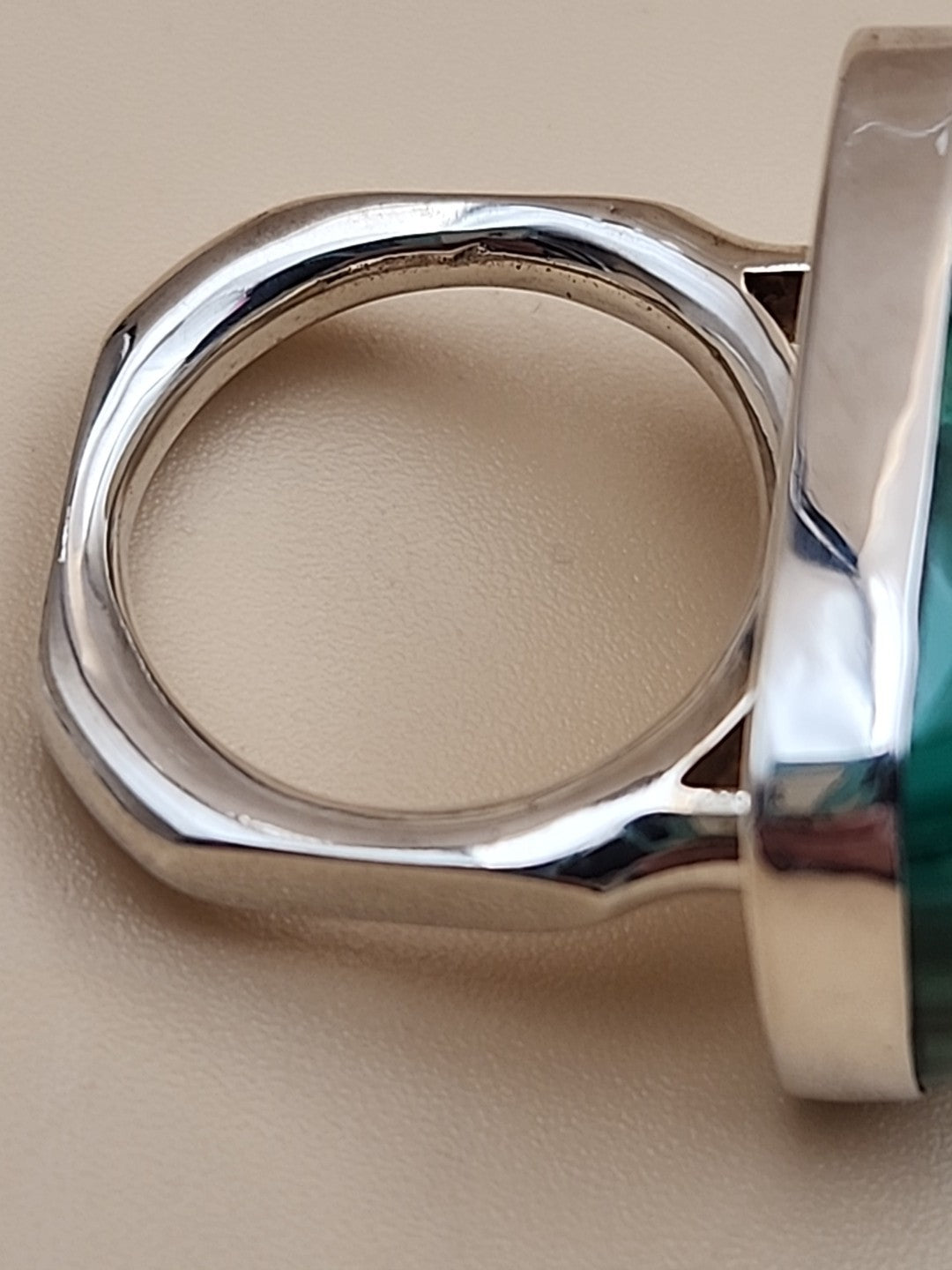 DESERT ROSE TRADING Chunky Square Congo Malachite/Sterling Silver Ring Size 7