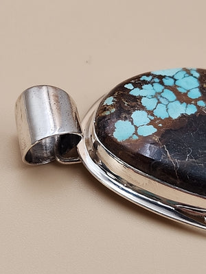 PHILLIP SANCHEZ Navajo Native American  Sterling Silver/ Turquoise Pendant