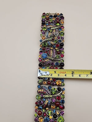 HEIDI DAUS Multi Color Faceted Swarovski Crystal/Dragonfly Panel Bracelet