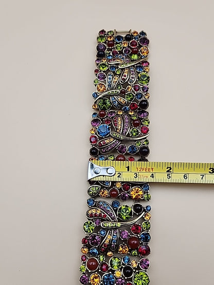HEIDI DAUS Multi Color Faceted Swarovski Crystal/Dragonfly Panel Bracelet