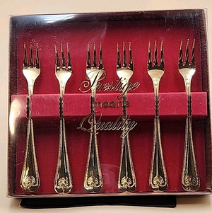 PRESTIGE SUPREME By Towle 24k Plated Set Of 6 Shrimp/Cocktail Forks