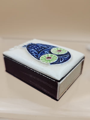 Ceramic Topped Vintage Matchbox Cover With Wood Matches From Monaco