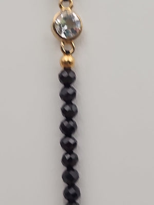 HSN Faceted Black Onyx/Topaz/14k Over Sterling Silver 36" Necklace