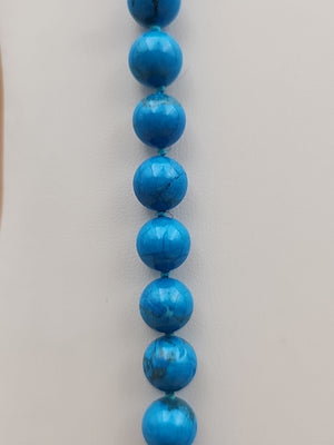 Turquoise 28" Beaded Necklace With Matching 14k Gold Post Stud Earrings
